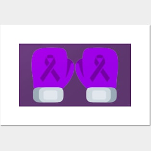 Purple Awareness Ribbon Boxing Gloves Posters and Art